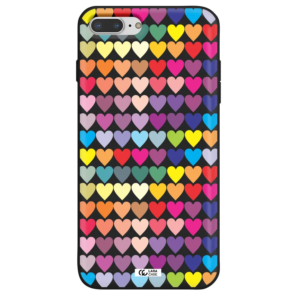 a colorful heart pattern Apple iPhone 7 plus Silicone black Case
