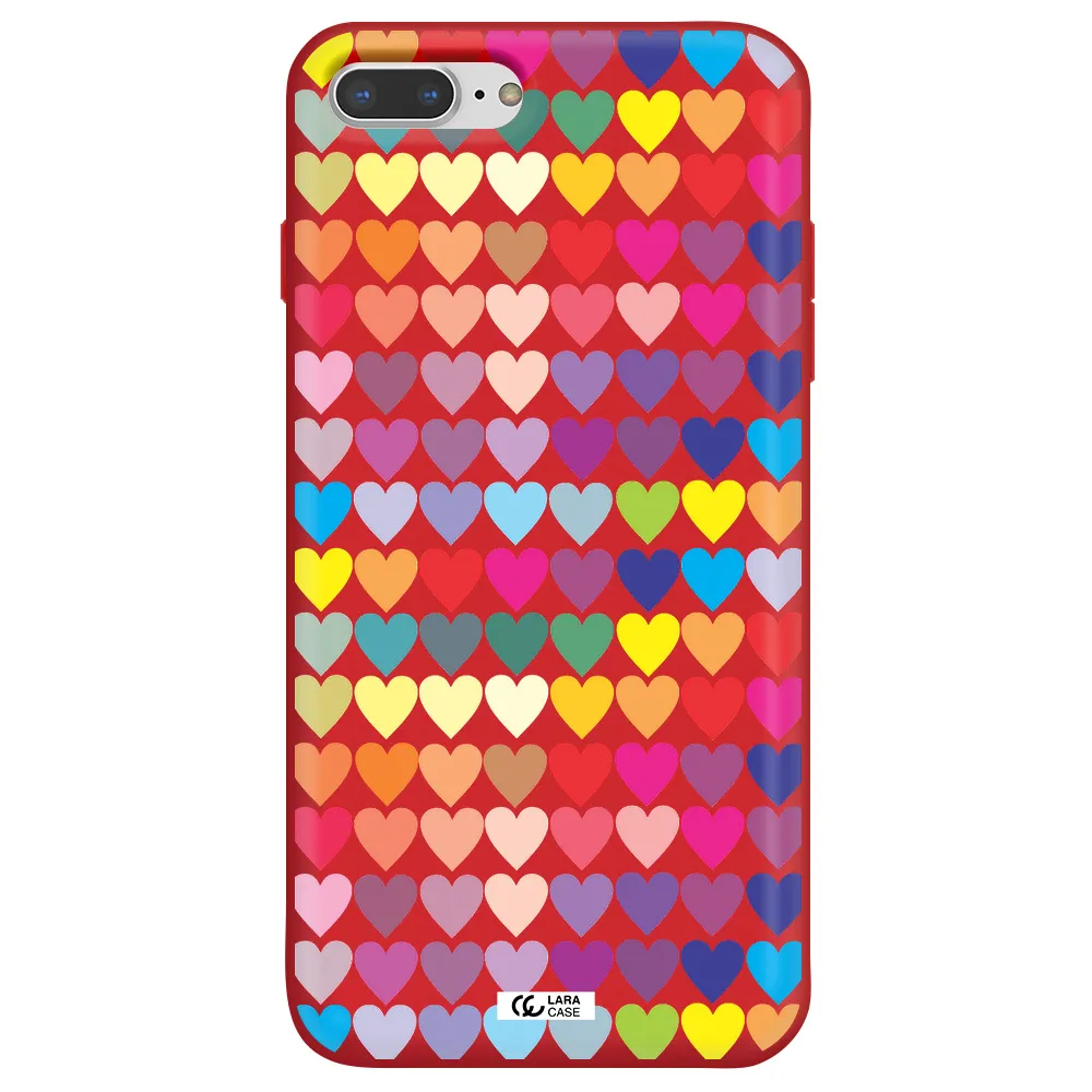 a colorful heart pattern Apple iPhone 7 plus Silicone Imperial Red Case