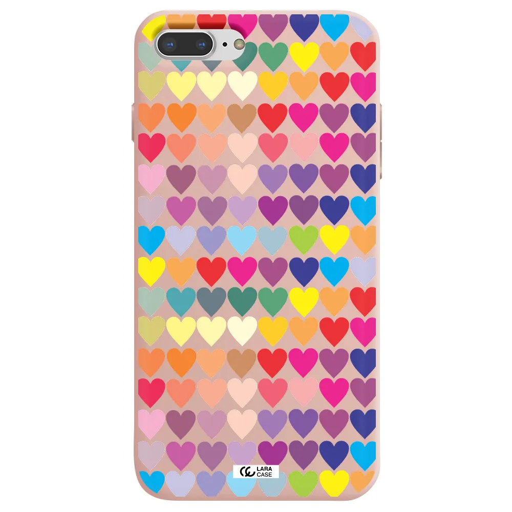 a colorful heart pattern Apple iPhone 7 plus Silicone pastel pink Case