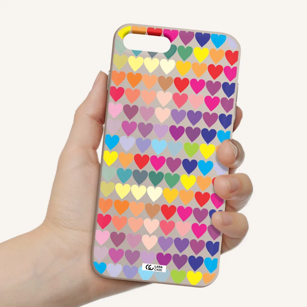 a colorful heart pattern Apple iPhone 7 plus Silicone Stone Case