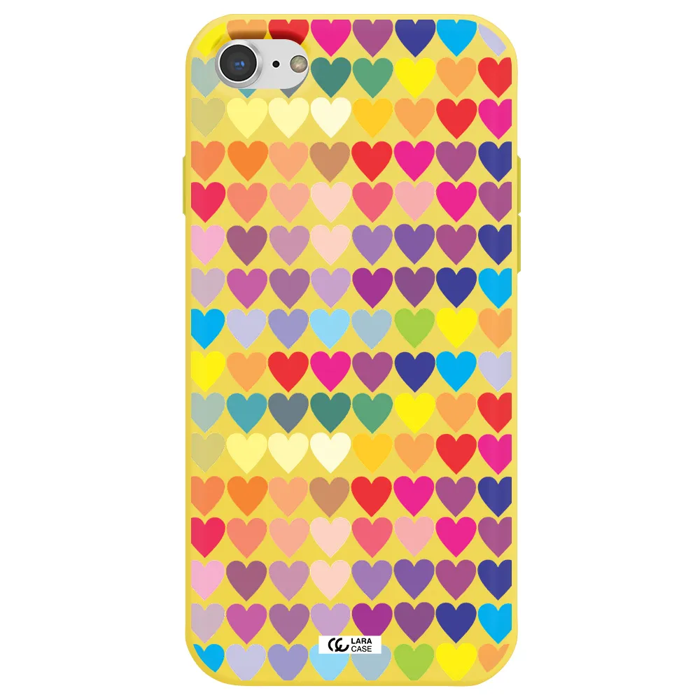 a colorful heart pattern Apple iPhone 7 Silicone canary yellow Case