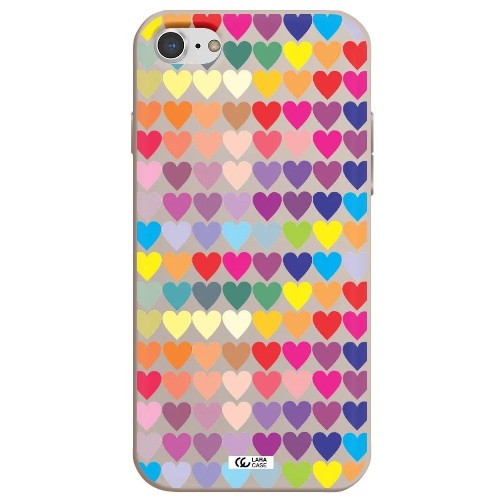 a colorful heart pattern Apple iPhone 7 Silicone Stone Case