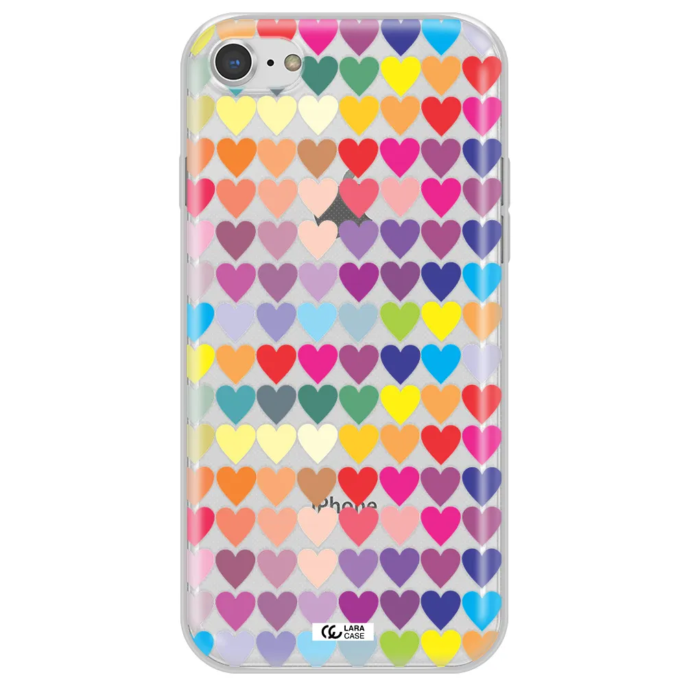 a colorful heart pattern Apple iPhone 8 Clear TPU Case