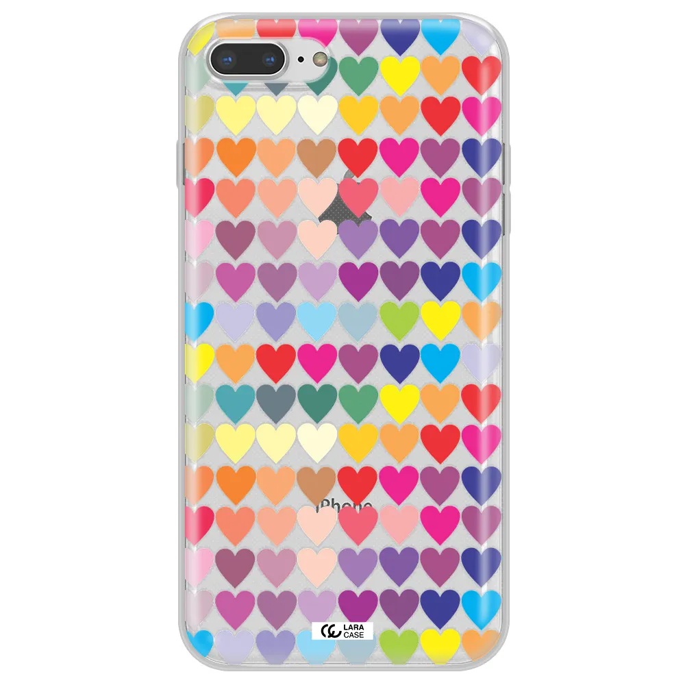 a colorful heart pattern Apple iPhone 8 plus Clear TPU Case