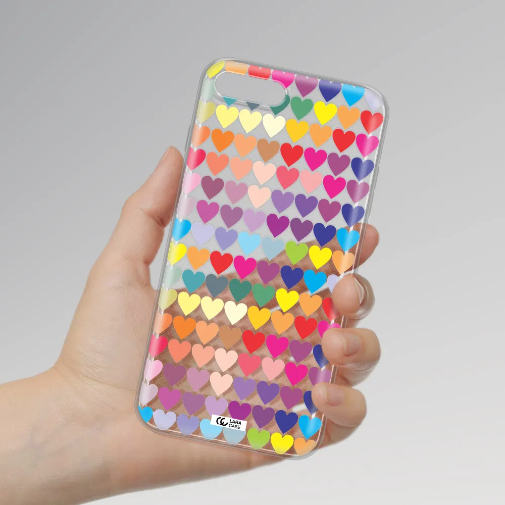 a colorful heart pattern Apple iPhone 8 plus Clear TPU Case