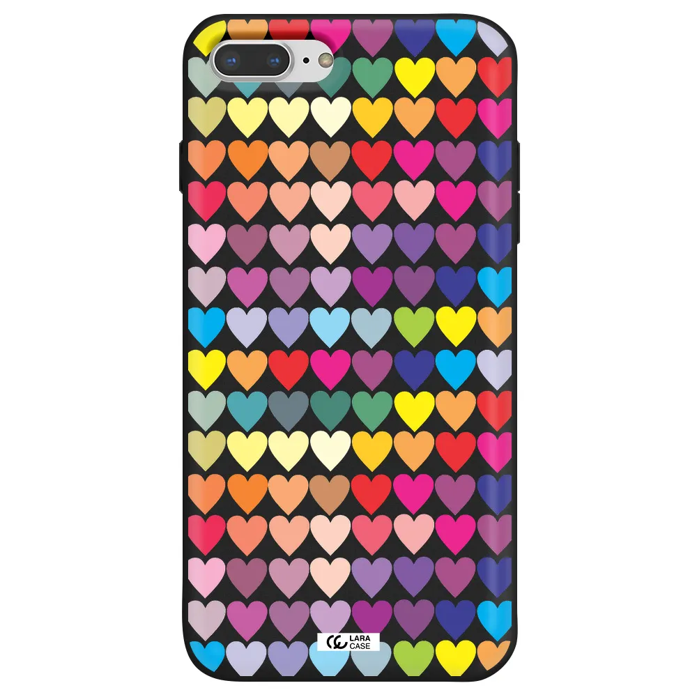 a colorful heart pattern Apple iPhone 8 plus Silicone black Case