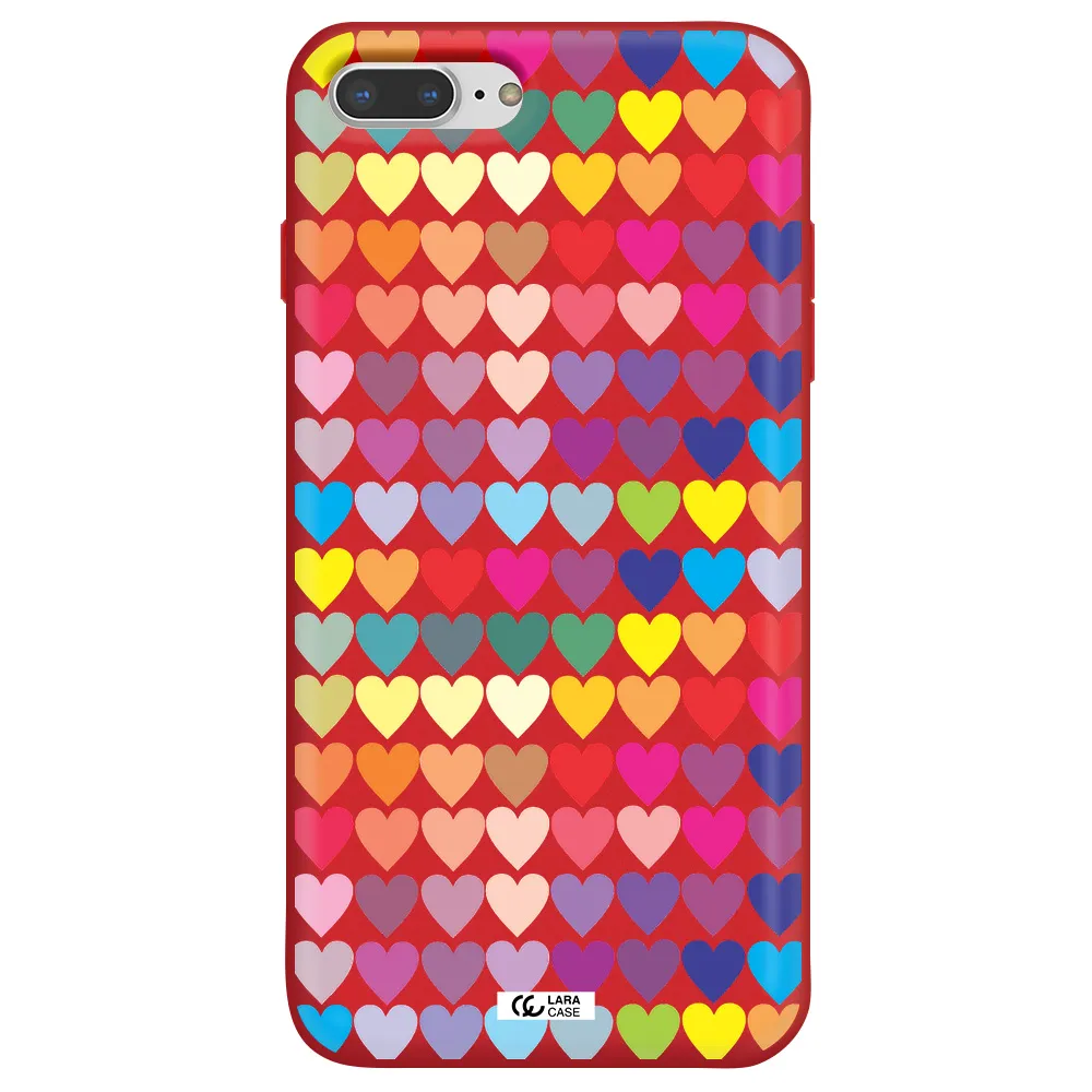 a colorful heart pattern Apple iPhone 8 plus Silicone Imperial Red Case
