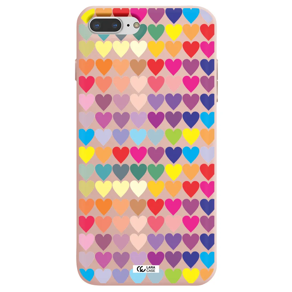 a colorful heart pattern Apple iPhone 8 plus Silicone pastel pink Case