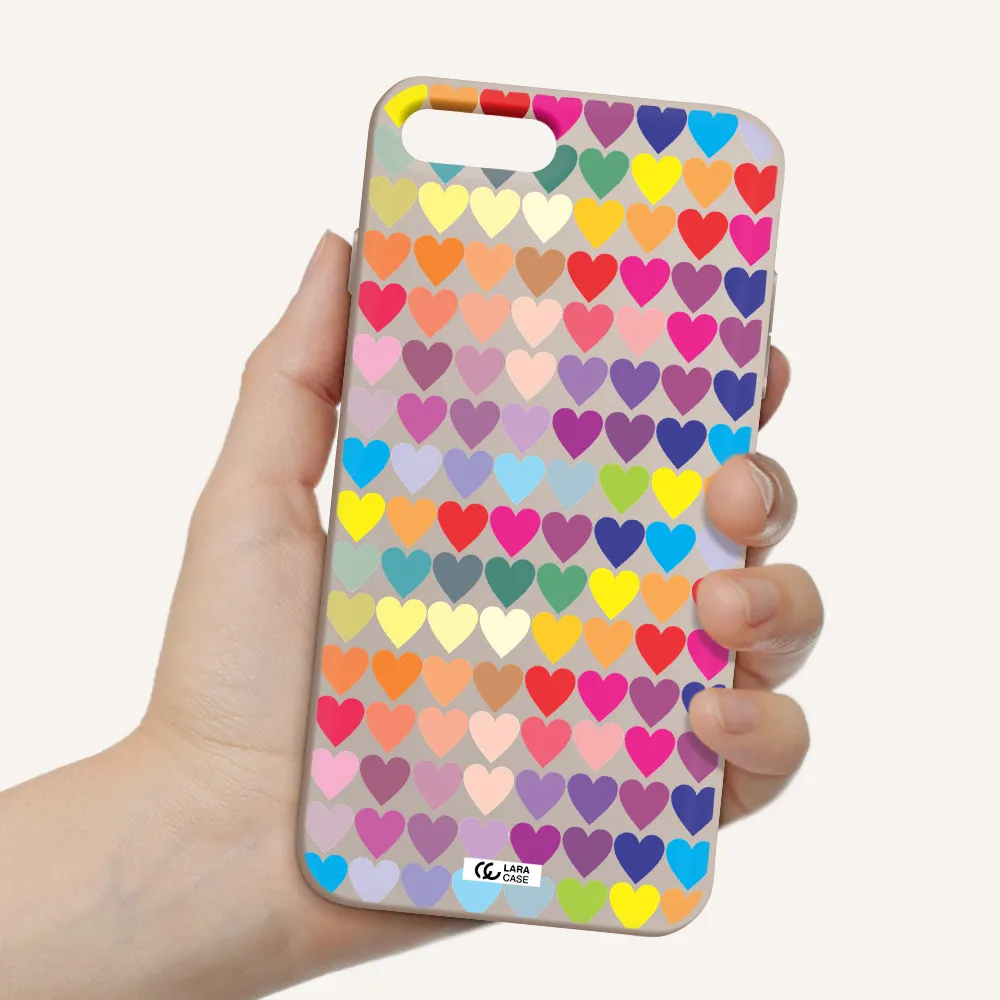 a colorful heart pattern Apple iPhone 8 plus Silicone Stone Case