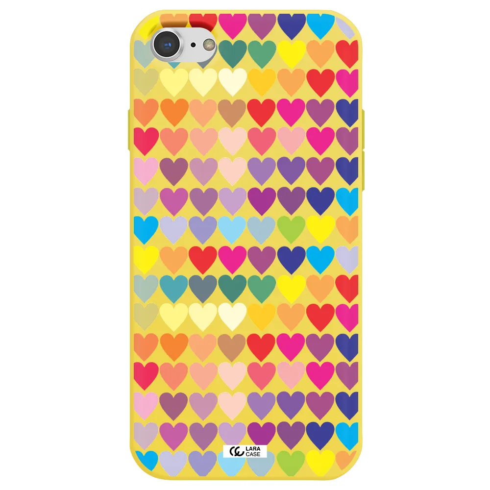 a colorful heart pattern Apple iPhone 8 Silicone canary yellow Case