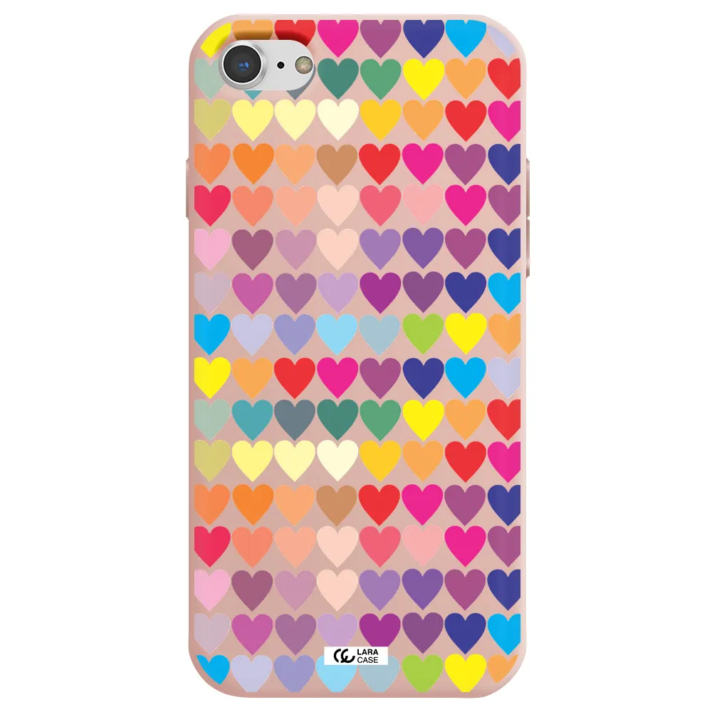 a colorful heart pattern Apple iPhone 8 Silicone pastel pink Case