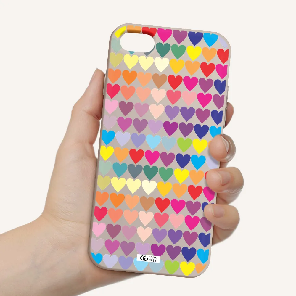 a colorful heart pattern Apple iPhone 8 Silicone Stone Case