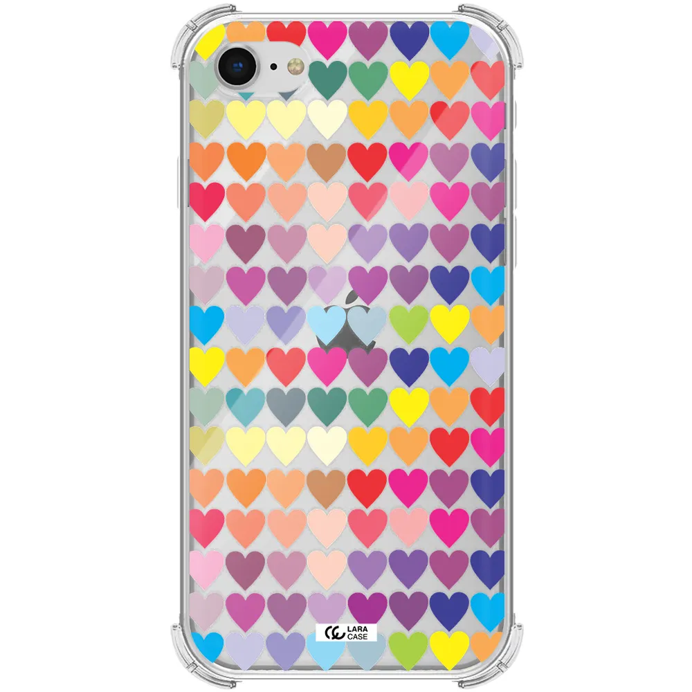 a colorful heart pattern Apple iPhone se 2020 Clear PC Case