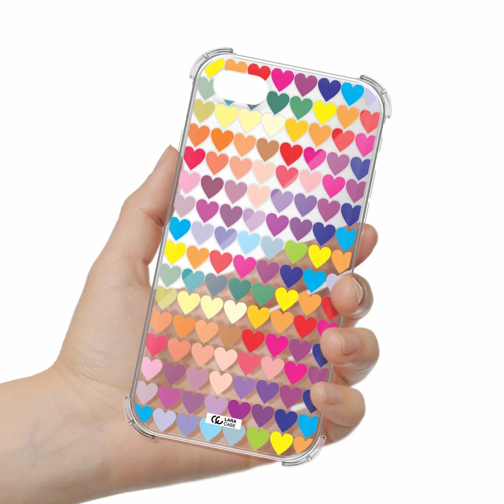 a colorful heart pattern Apple iPhone se 2020 Clear PC Case