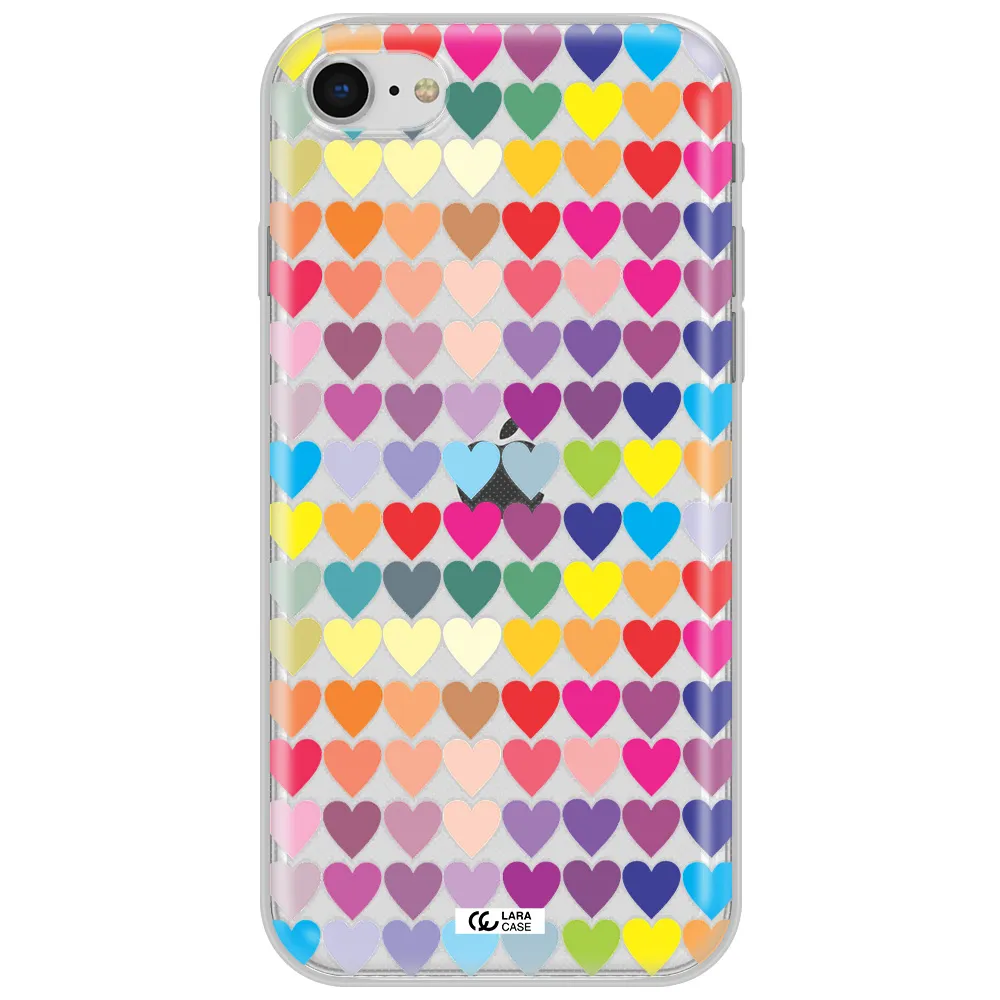 A Colorful Heart Pattern Apple Iphone Se 2020 Clear Tpu Case