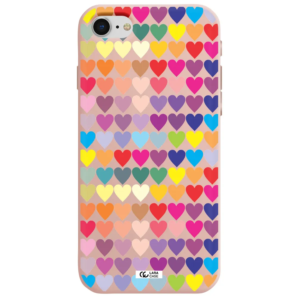 a colorful heart pattern Apple iPhone se 2020 Silicone pastel pink Case