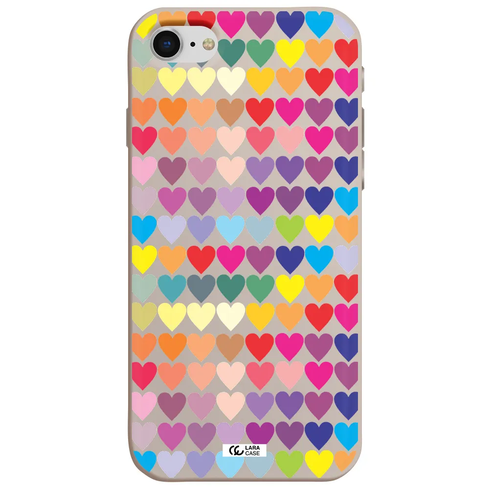 a colorful heart pattern Apple iPhone se 2020 Silicone Stone Case