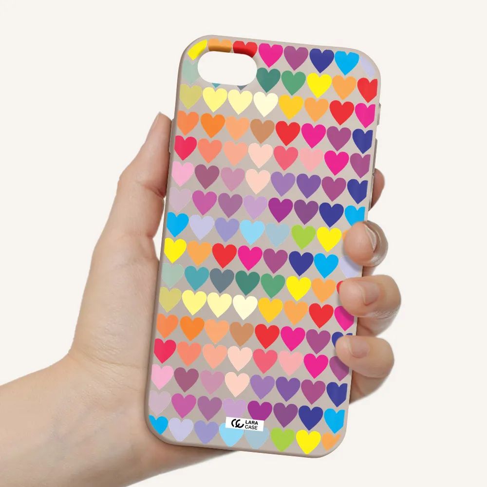 a colorful heart pattern Apple iPhone se 2020 Silicone Stone Case