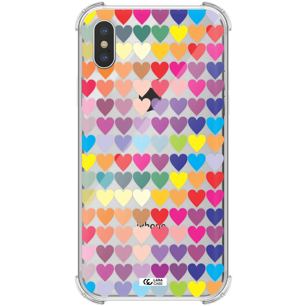 a colorful heart pattern Apple iPhone X Clear PC Case