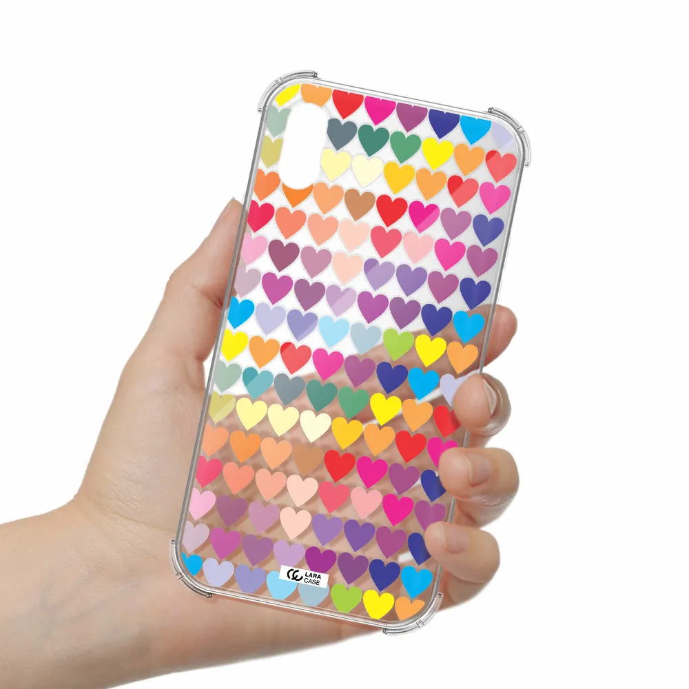 a colorful heart pattern Apple iPhone X Clear PC Case