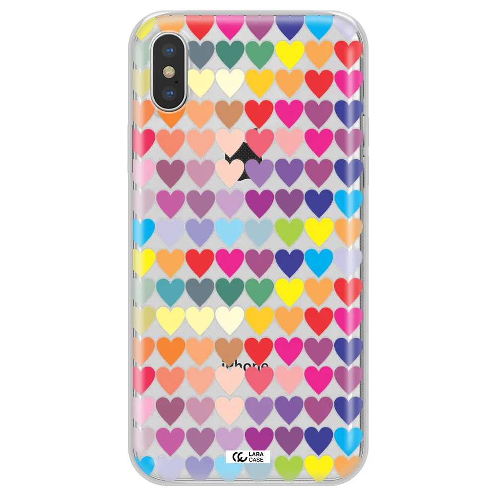 a colorful heart pattern Apple iPhone X Clear TPU Case