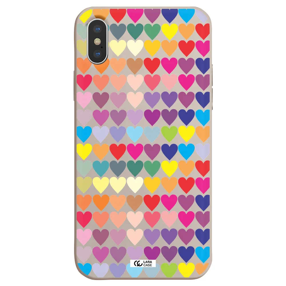 a colorful heart pattern Apple iPhone X Silicone Stone Case