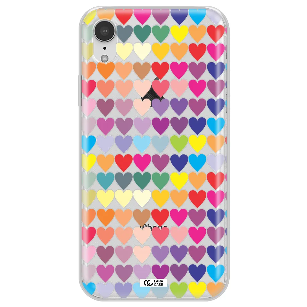 a colorful heart pattern Apple iPhone XR Clear TPU Case