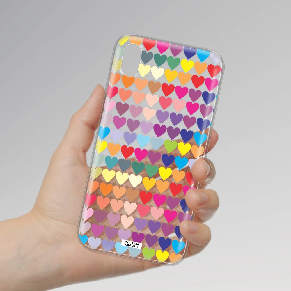 a colorful heart pattern Apple iPhone XR Clear TPU Case