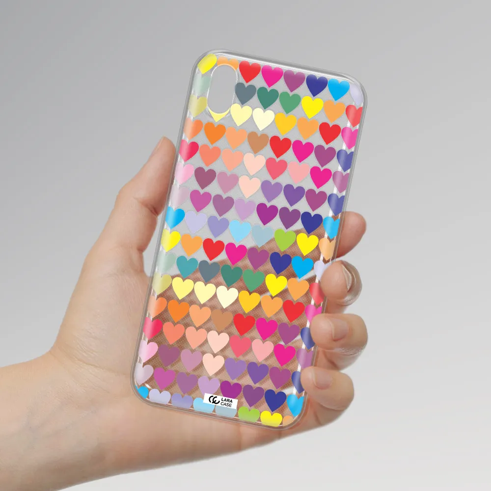 a colorful heart pattern Huawei Honor 8S Clear TPU Case