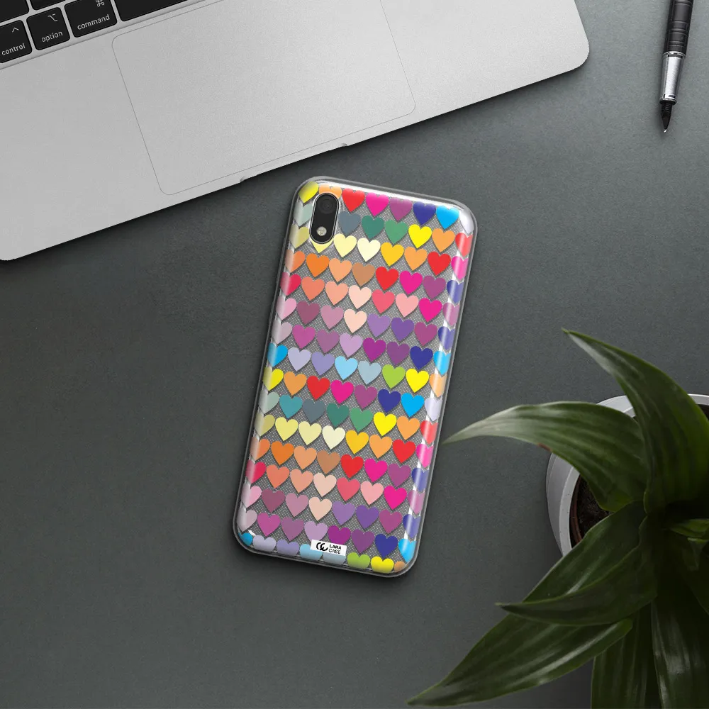 a colorful heart pattern Huawei Honor 8S Clear TPU Case