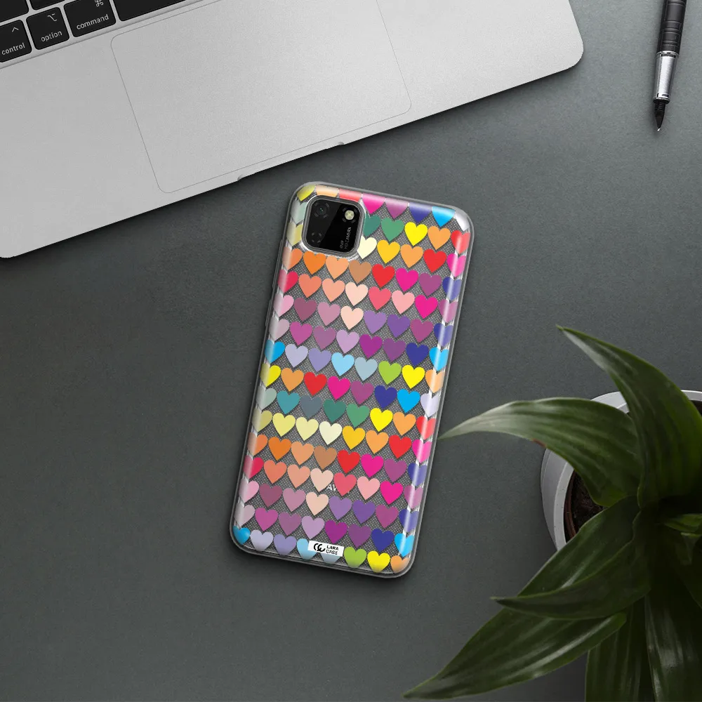 a colorful heart pattern Huawei Honor 9S Clear TPU Case