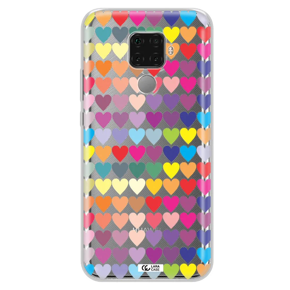 a colorful heart pattern Huawei Mate 30 Lite Clear TPU Case