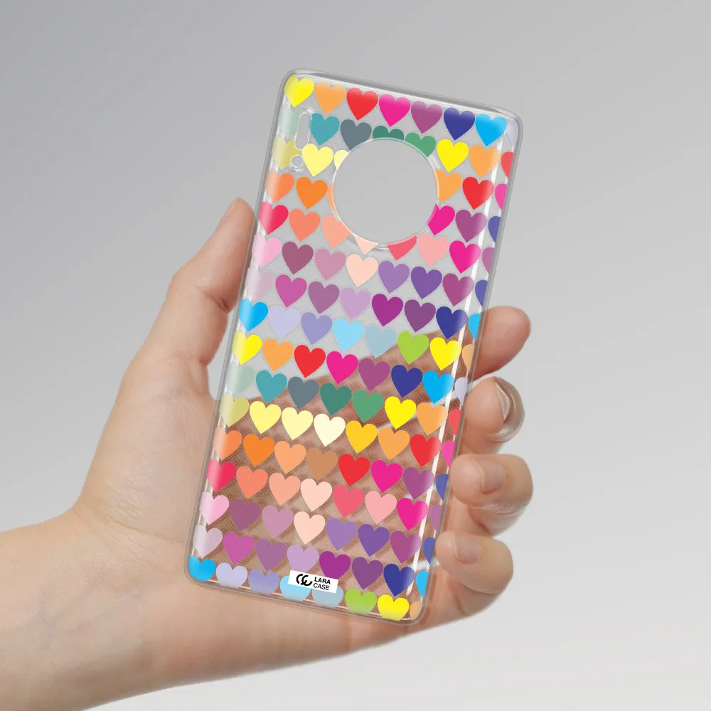 a colorful heart pattern Huawei Mate 30 Pro Clear TPU Case