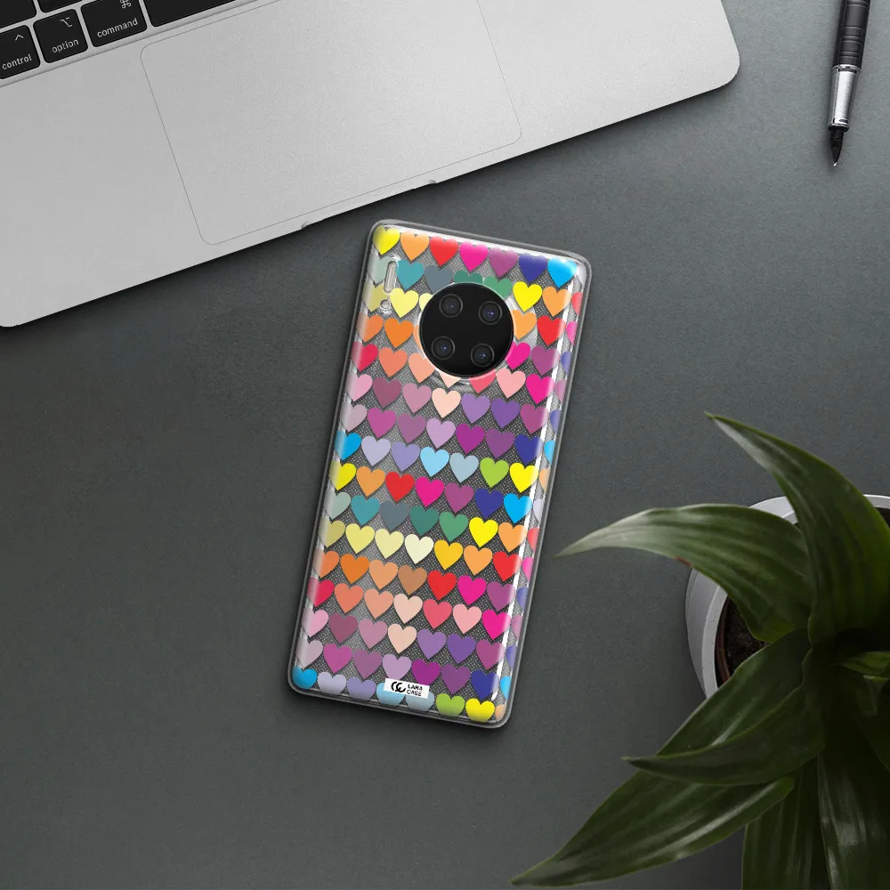 a colorful heart pattern Huawei Mate 30 Pro Clear TPU Case