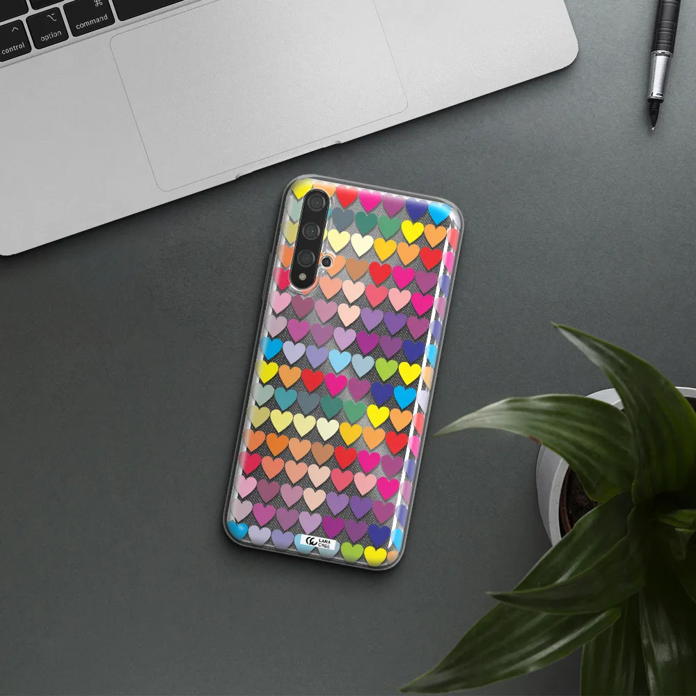 a colorful heart pattern Huawei Nova 5t Clear TPU Case