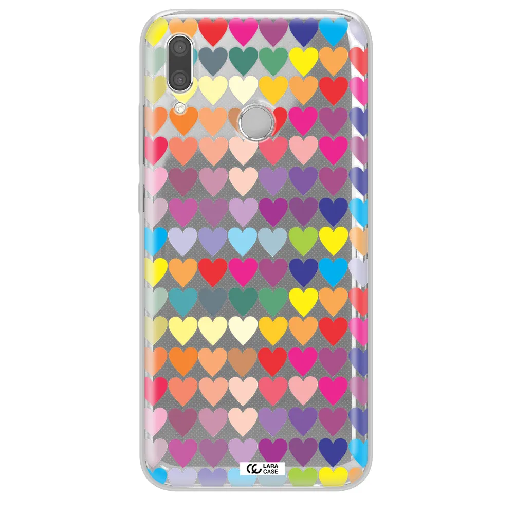 a colorful heart pattern Huawei P Smart 2019 Clear TPU Case