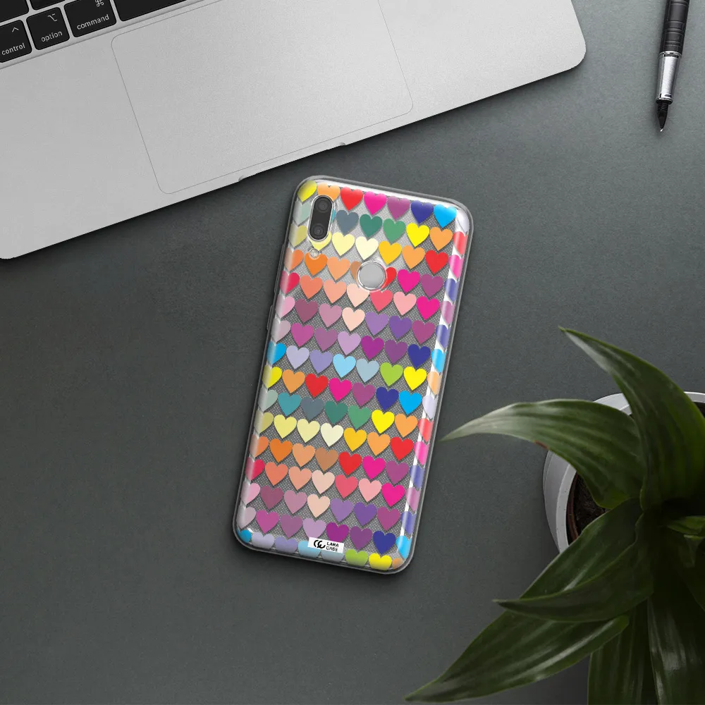 a colorful heart pattern Huawei P Smart 2019 Clear TPU Case
