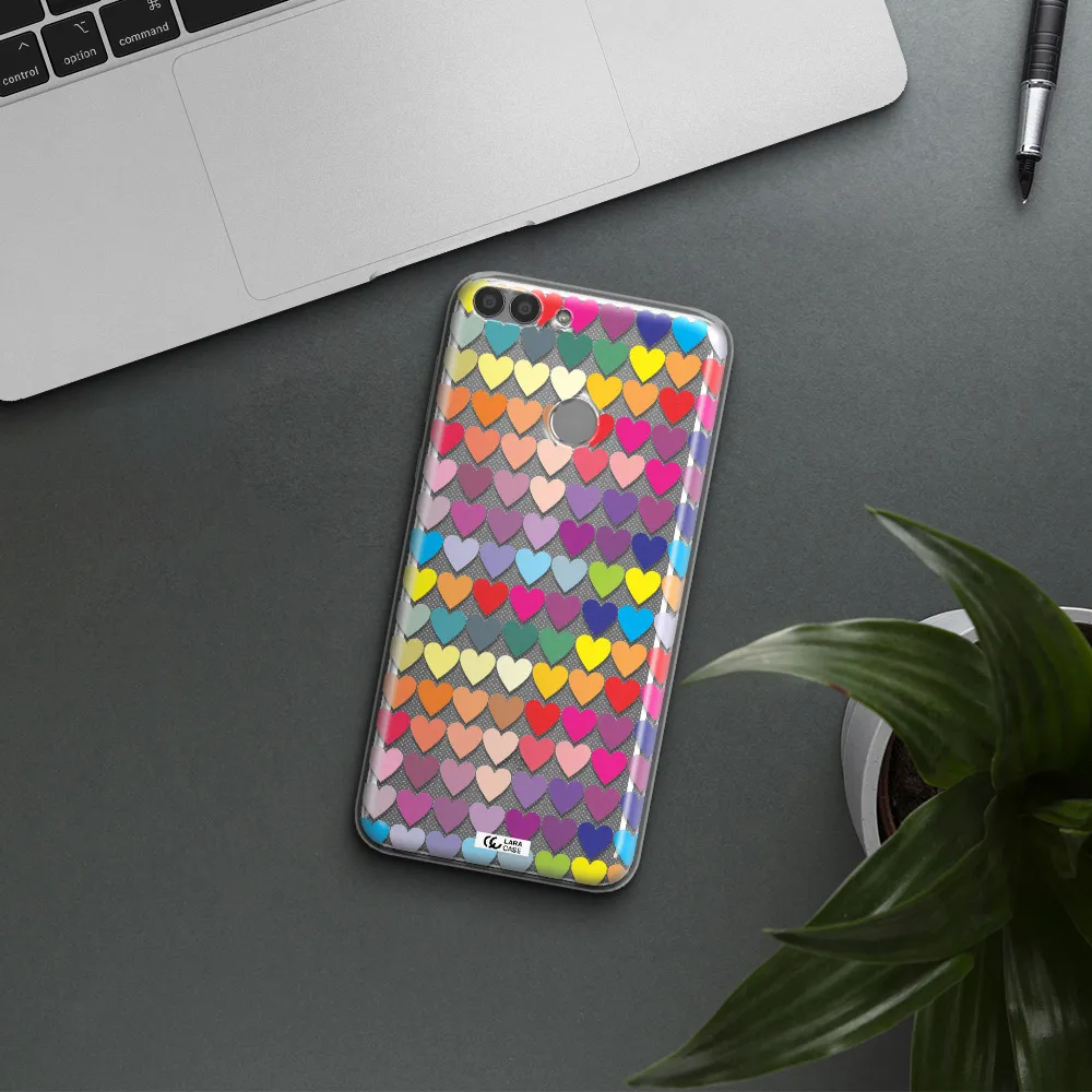 a colorful heart pattern Huawei P Smart Clear TPU Case