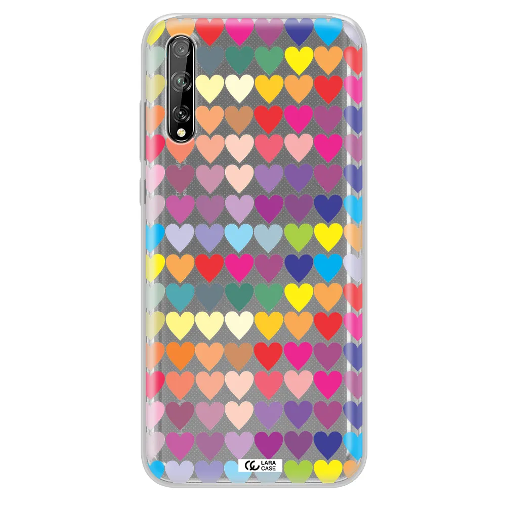 a colorful heart pattern Huawei P Smart S Clear TPU Case