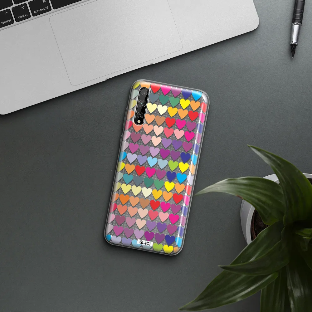 a colorful heart pattern Huawei P Smart S Clear TPU Case