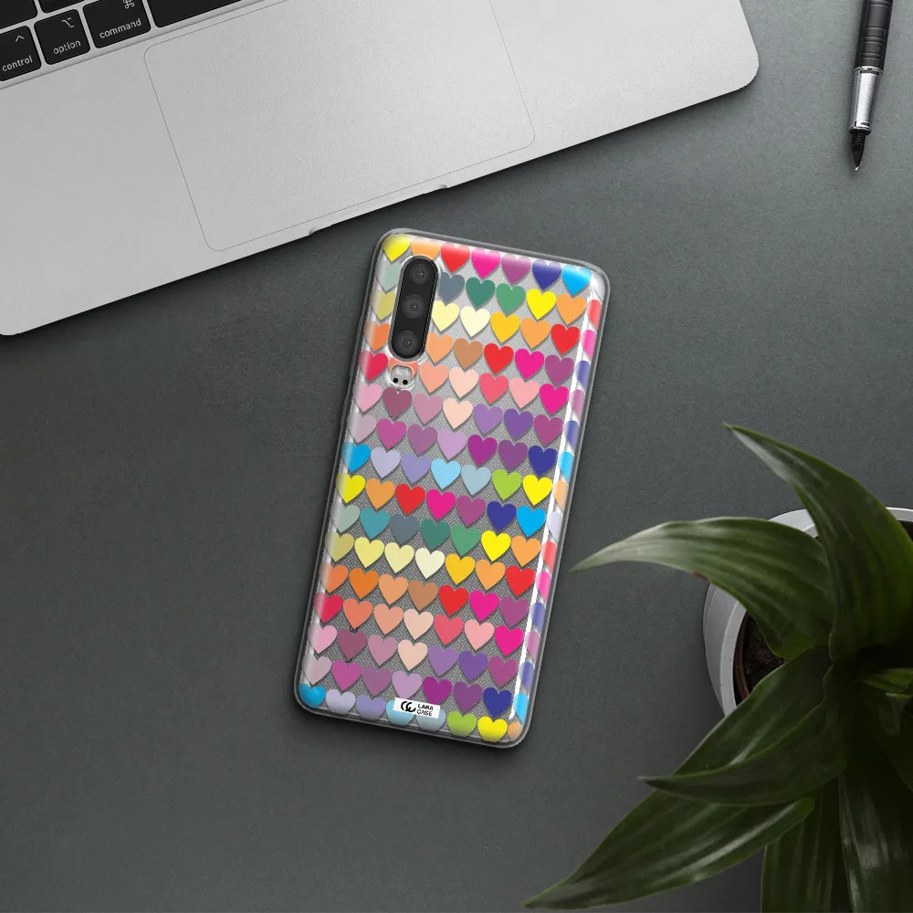 a colorful heart pattern Huawei P30 Clear TPU Case