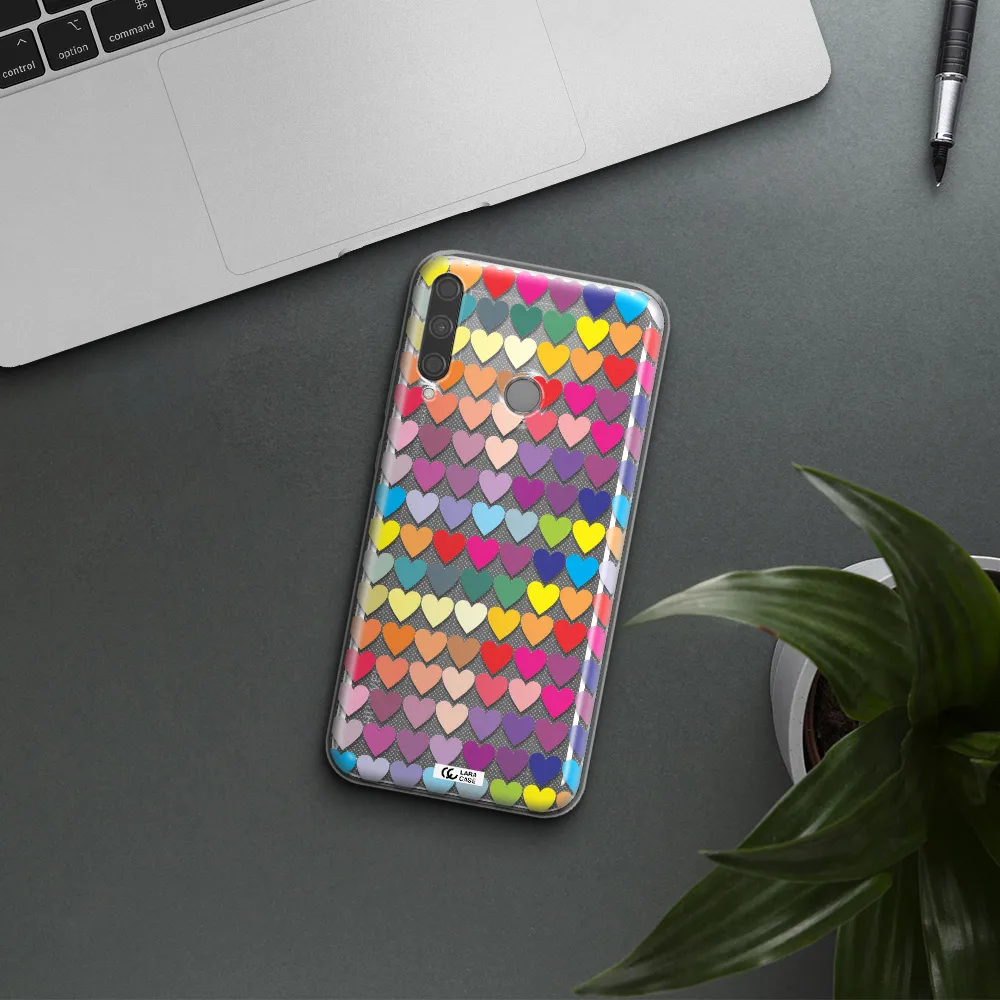 a colorful heart pattern Huawei P40 Lite E Clear TPU Case