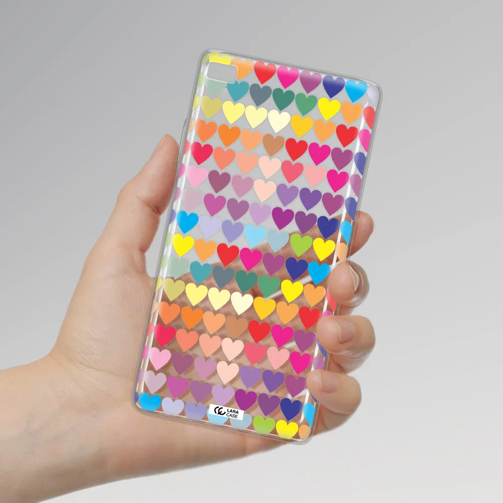 a colorful heart pattern Huawei P8 Clear TPU Case