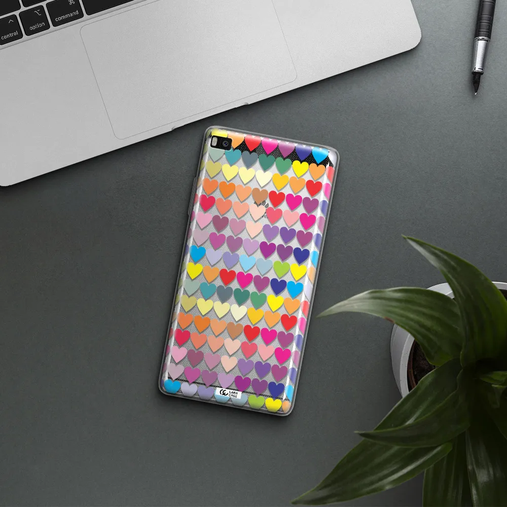 a colorful heart pattern Huawei P8 Clear TPU Case