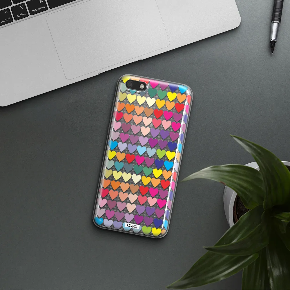 a colorful heart pattern Huawei Y5 2018 Clear TPU Case