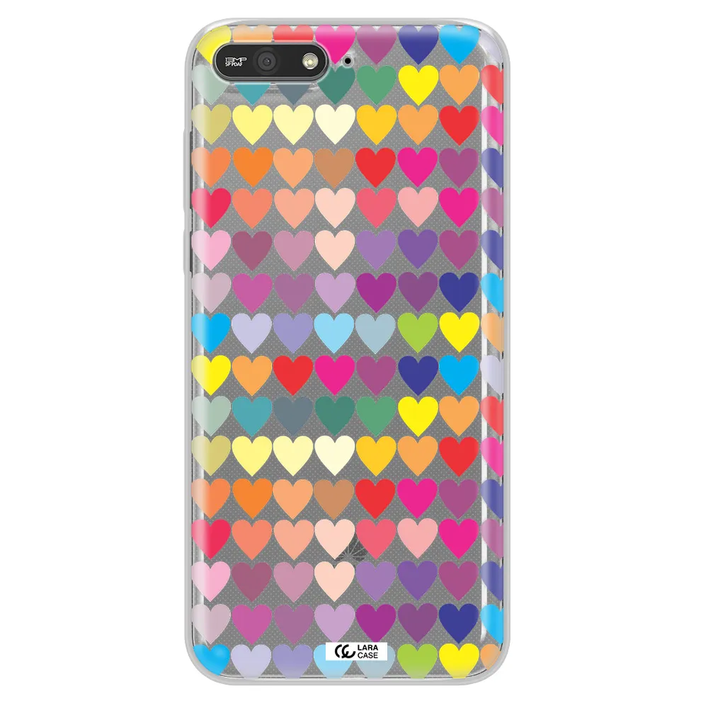 a colorful heart pattern Huawei Y6 2018 Clear TPU Case