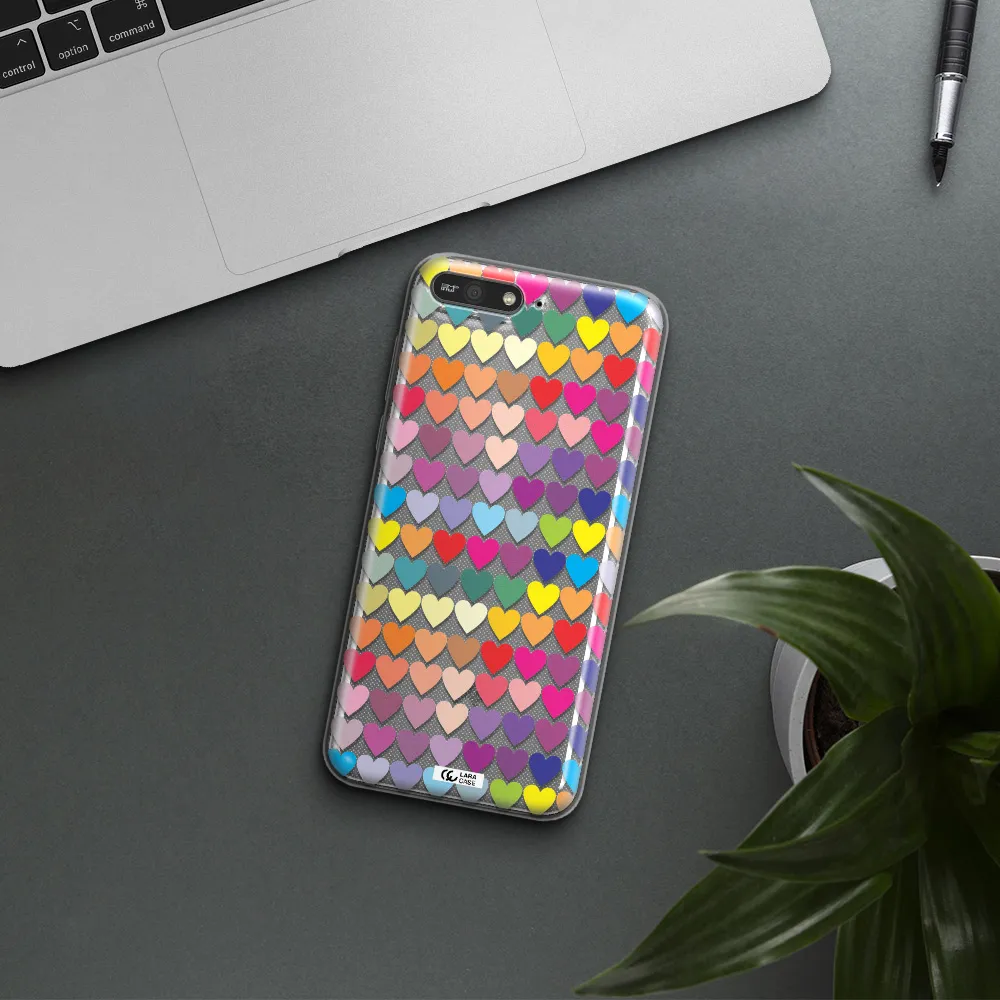 a colorful heart pattern Huawei Y6 2018 Clear TPU Case
