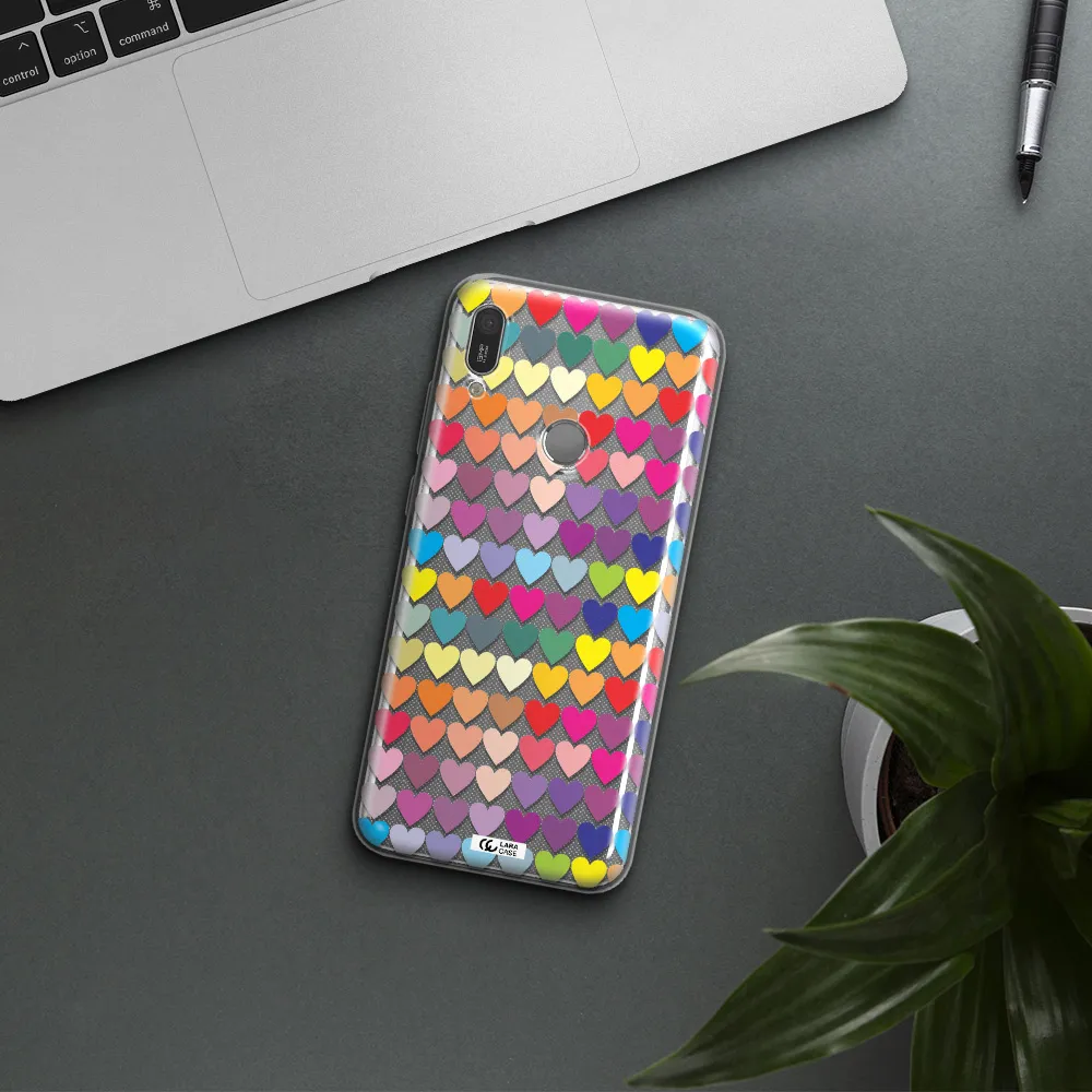 a colorful heart pattern Huawei Y6 2019 Clear TPU Case