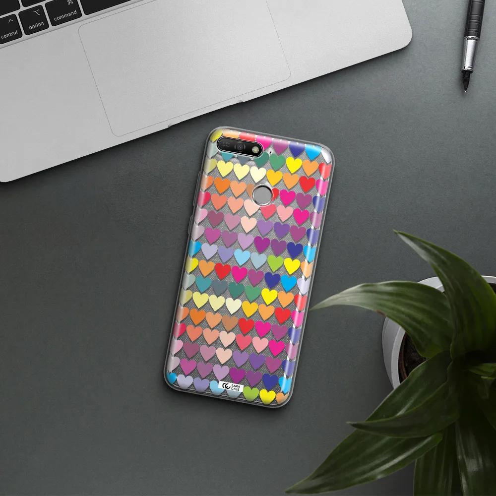 a colorful heart pattern Huawei Y6 Prime 2018 Clear TPU Case