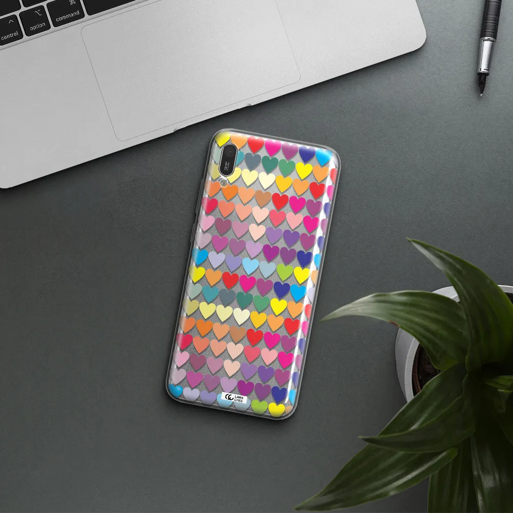 a colorful heart pattern Huawei Y6 Pro 2019 Clear TPU Case